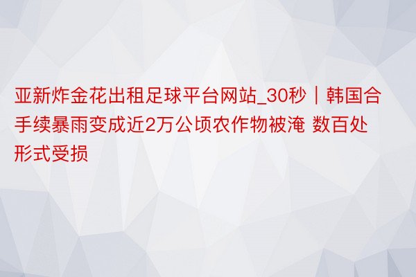 亚新炸金花出租足球平台网站_30秒｜韩国合手续暴雨变成近2万公顷农作物被淹 数百处形式受损