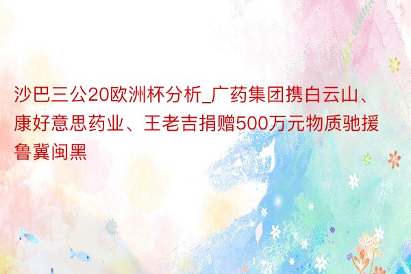 沙巴三公20欧洲杯分析_广药集团携白云山、康好意思药业、王老吉捐赠500万元物质驰援鲁冀闽黑