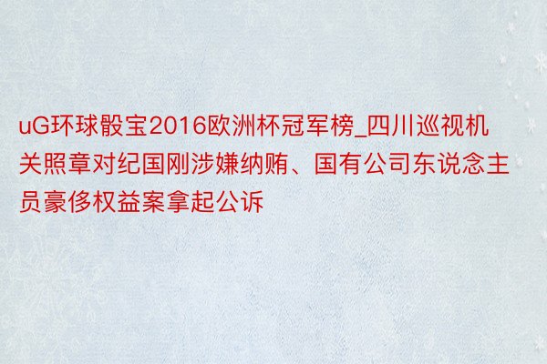 uG环球骰宝2016欧洲杯冠军榜_四川巡视机关照章对纪国刚涉嫌纳贿、国有公司东说念主员豪侈权益案拿起公诉