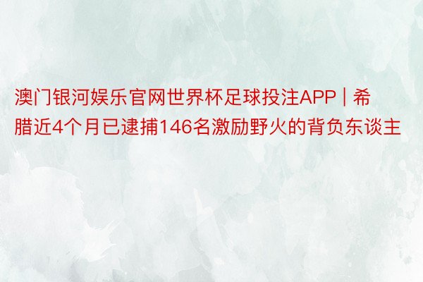 澳门银河娱乐官网世界杯足球投注APP | 希腊近4个月已逮捕146名激励野火的背负东谈主