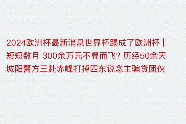 2024欧洲杯最新消息世界杯踢成了欧洲杯 | 短短数月 300余万元不翼而飞? 历经50余天 城阳警方三赴赤峰打掉四东说念主骗贷团伙