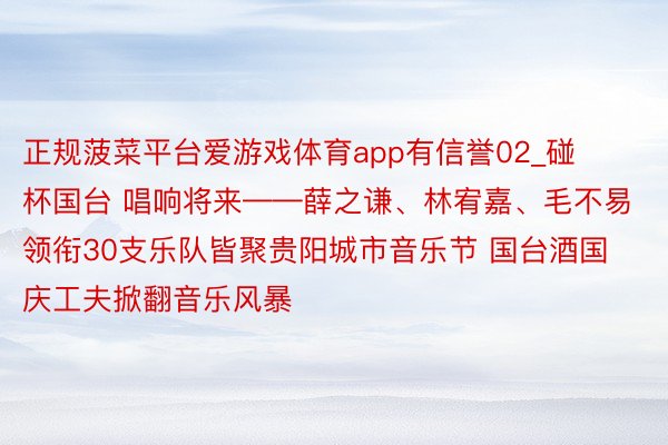 正规菠菜平台爱游戏体育app有信誉02_碰杯国台 唱响将来——薛之谦、林宥嘉、毛不易领衔30支乐队皆聚贵阳城市音乐节 国台酒国庆工夫掀翻音乐风暴